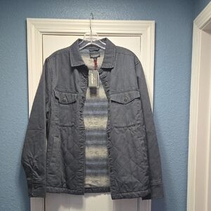 Jeremiah Quilted Cotton Gray/Blue Shacket Size S NWT